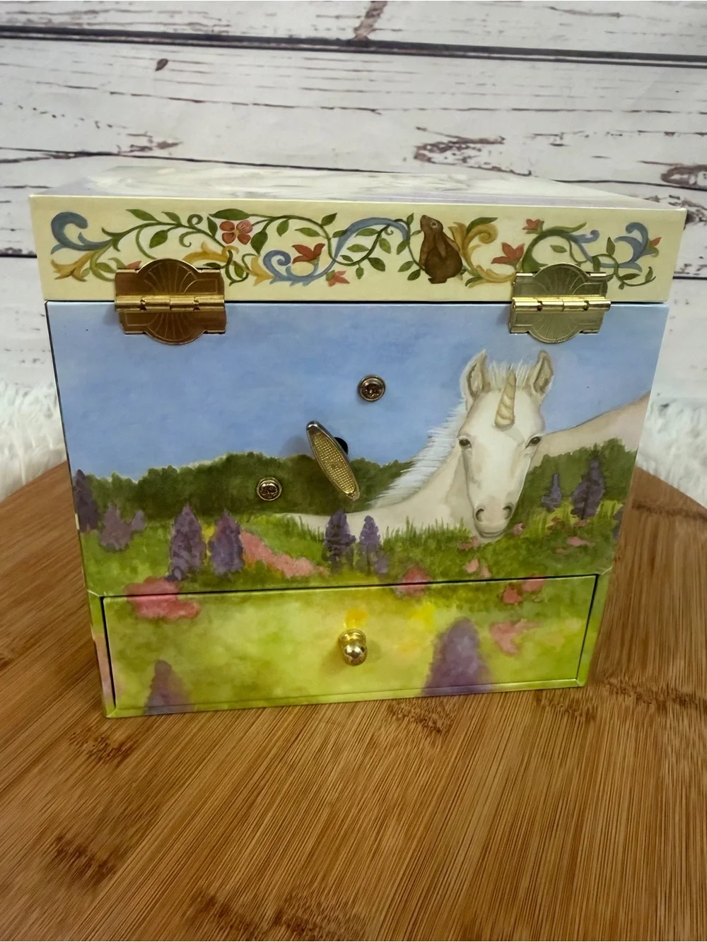 Enchantmints Unicorn Forest Musical Jewelry Box B1202 Vintage Style